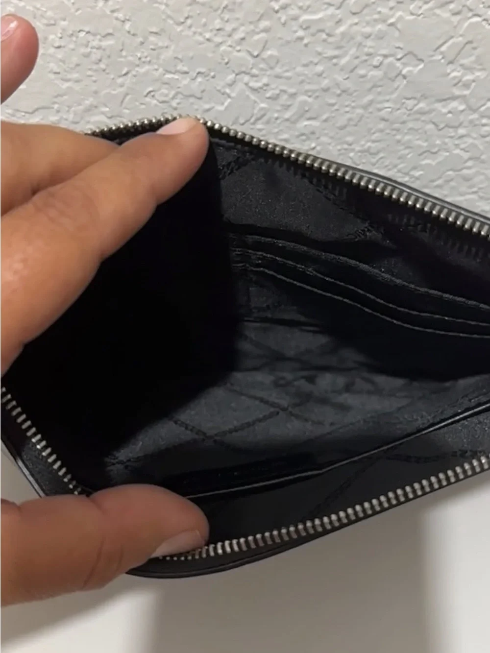 Michael Kors Black Quilted Vertical-Panel Wristlet with MK Logo